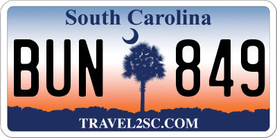 SC license plate BUN849