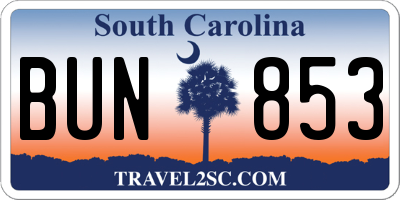 SC license plate BUN853