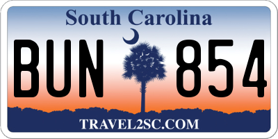 SC license plate BUN854