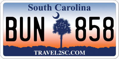SC license plate BUN858