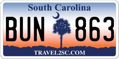 SC license plate BUN863