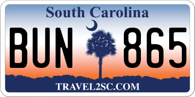 SC license plate BUN865