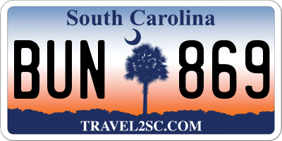 SC license plate BUN869