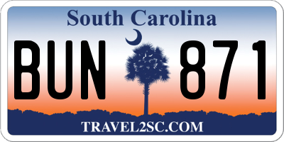 SC license plate BUN871