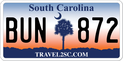 SC license plate BUN872