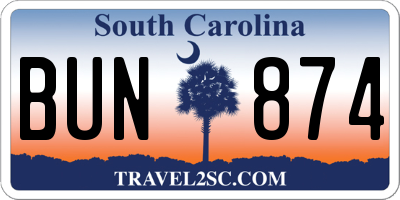 SC license plate BUN874