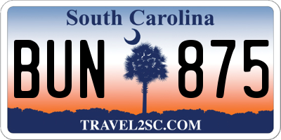 SC license plate BUN875