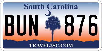 SC license plate BUN876