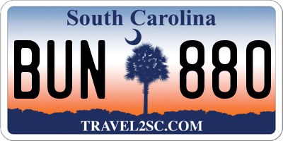 SC license plate BUN880
