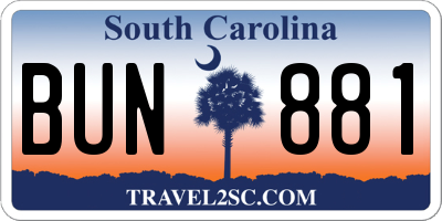 SC license plate BUN881