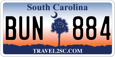 SC license plate BUN884