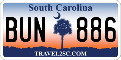 SC license plate BUN886