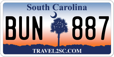 SC license plate BUN887