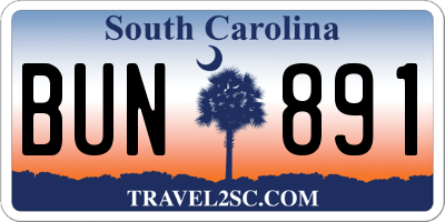 SC license plate BUN891