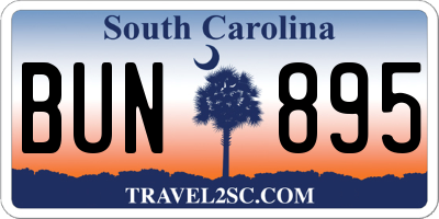 SC license plate BUN895