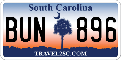 SC license plate BUN896