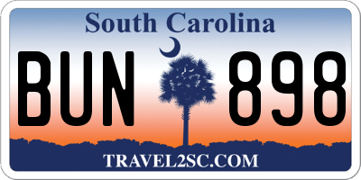 SC license plate BUN898