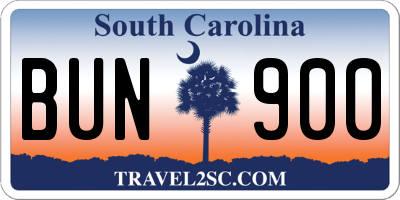 SC license plate BUN900