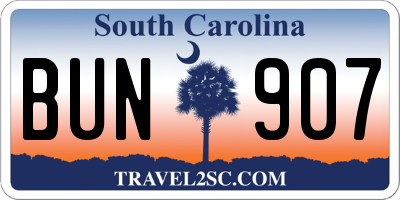 SC license plate BUN907