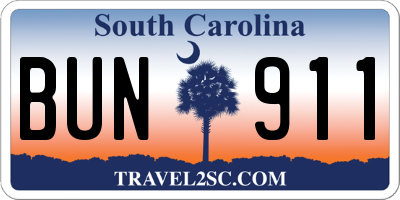 SC license plate BUN911