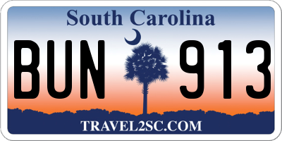 SC license plate BUN913