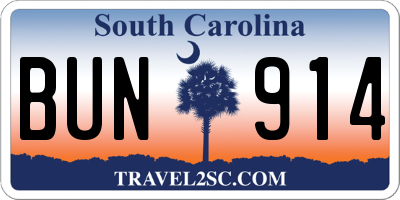 SC license plate BUN914