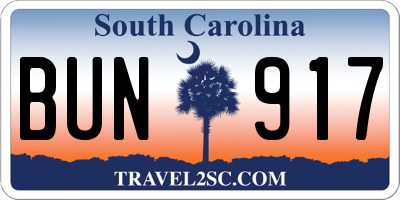 SC license plate BUN917