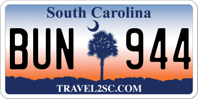 SC license plate BUN944