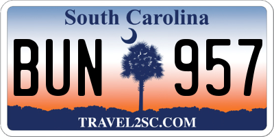 SC license plate BUN957