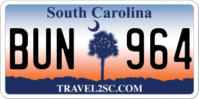 SC license plate BUN964