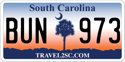 SC license plate BUN973
