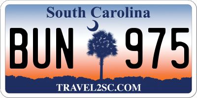 SC license plate BUN975