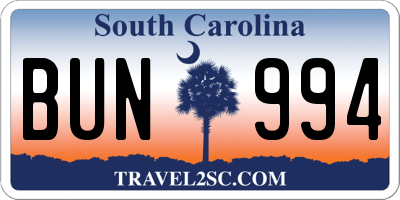 SC license plate BUN994