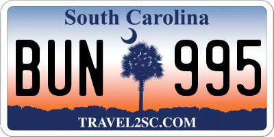 SC license plate BUN995