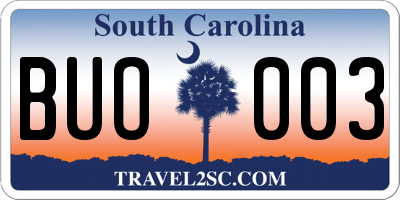 SC license plate BUO003