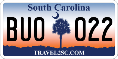 SC license plate BUO022