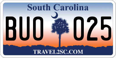 SC license plate BUO025
