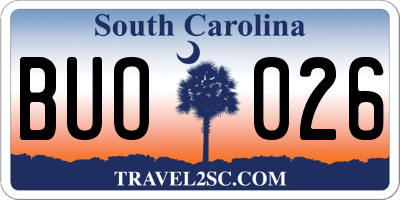 SC license plate BUO026
