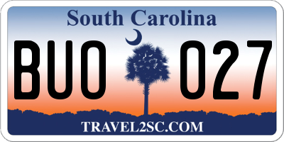 SC license plate BUO027