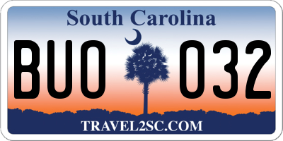 SC license plate BUO032