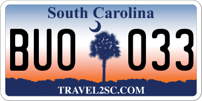 SC license plate BUO033