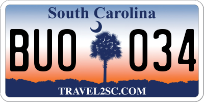 SC license plate BUO034
