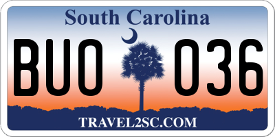 SC license plate BUO036