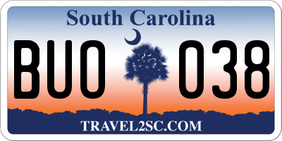 SC license plate BUO038