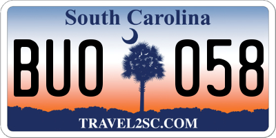 SC license plate BUO058
