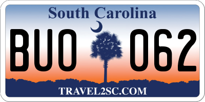 SC license plate BUO062
