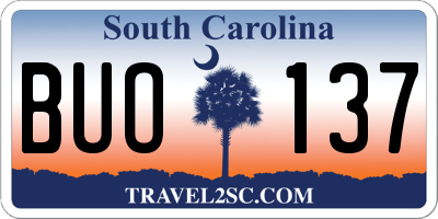 SC license plate BUO137
