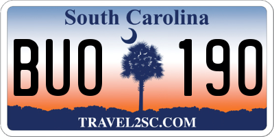 SC license plate BUO190