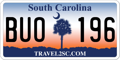 SC license plate BUO196