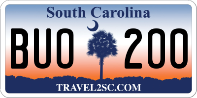 SC license plate BUO200